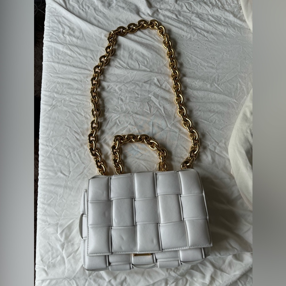 Bottega Veneta padded cassette white gold bag